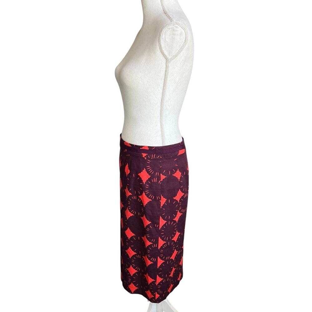 BODEN Red & wine Geometric flower Pencil Skirt professional preppy size 8L - Picture 4 of 8